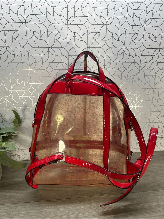 0988 Michael Kors Red Trim Clear Logo Backpack 266150988 main image 8